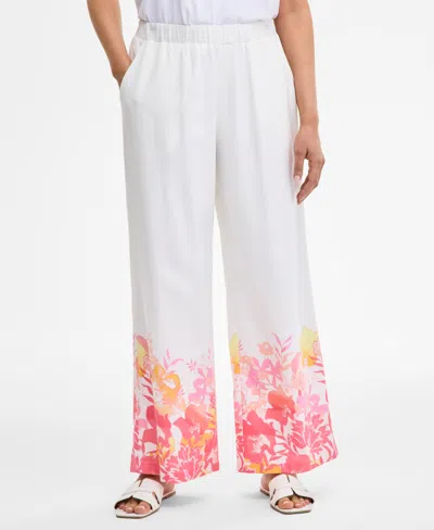 Jm Collection Women's Printed Linen-blend Pants, Exclusively At Macy's In Multi