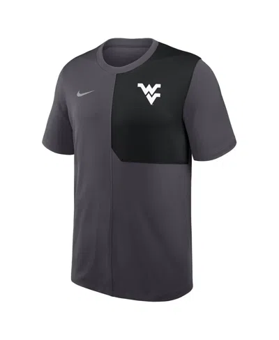 Nike Men's Anthracite West Virginia Mountaineers 2025 Sideline Uv Performance Coach T-shirt In Gray