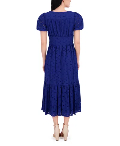 Kensie Women's Short-sleeve Eyelet Midi Dress
