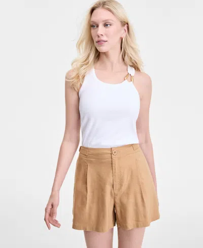 Inc International Concepts Women's Linen-blend Shorts, Exclusively At Macy's In White