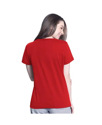 G-iii 4her By Carl Banks Women's Red Nascar Batter Up V-neck T-shirt In Red
