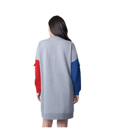 G-iii 4her By Carl Banks Women's Heather Gray Chicago Cubs Free Ball Long Sleeve Sneaker Dress