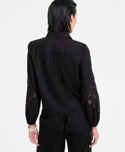 Inc International Concepts Women's Eyelet Cotton Tie-front Blouse, Exclusively At Macy's