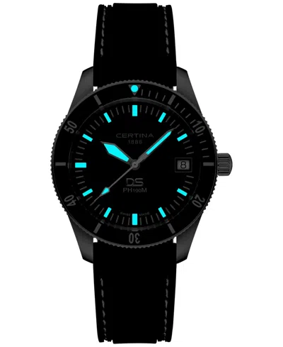 Certina Men's Swiss Ds Heritage Black Rubber Strap Watch 41mm