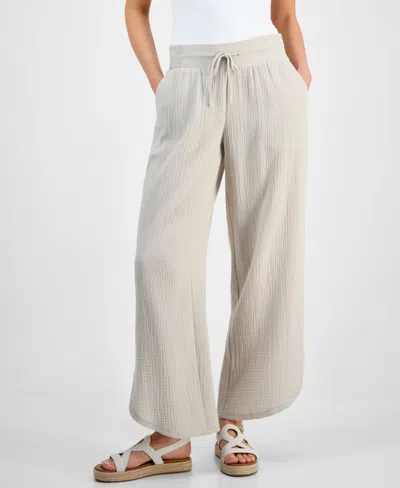 Jm Collection Women's Cotton Tulip-hem Gauze Pants, Exclusively At Macy's