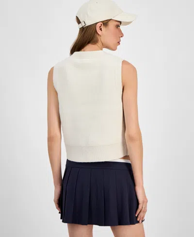 Hooked Up By Iot Juniors' Cable-knit Sweater Vest In White