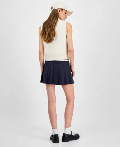 Hooked Up By Iot Juniors' Cable-knit Sweater Vest In White
