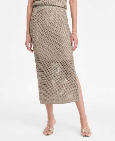 Inc International Concepts Women's Metallic-knit Skirt, Exclusively At Macy's In Gray