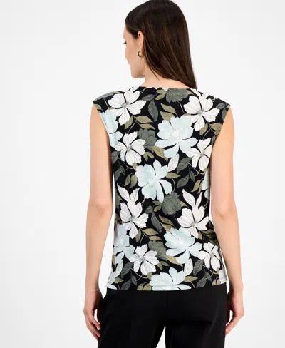 Kasper Women's Printed Keyhole Sleeveless Top, Regular & Petite