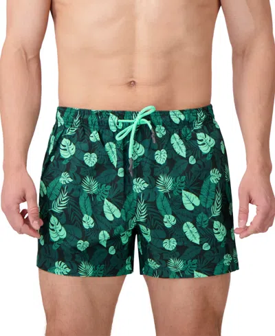 Sunset And Vines Men's Leaf-pattern Woven Swim Trunks