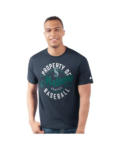 Starter Men's Navy Seattle Mariners Prime Time Property Of T-shirt In Blue