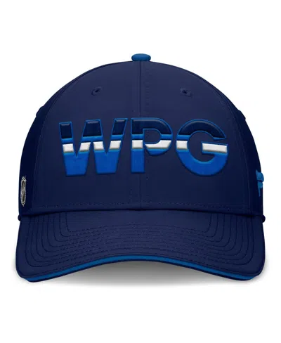 Fanatics Men's Navy/blue Winnipeg Jets Authentic Pro Rink Team Code Flex Hat
