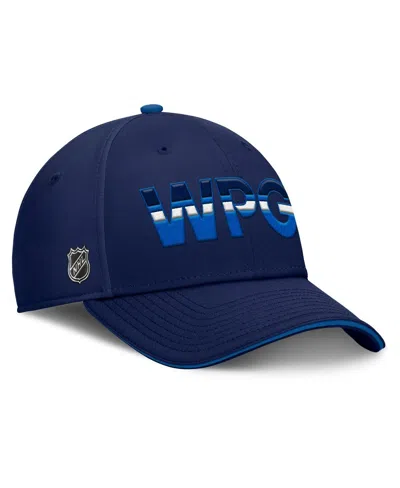 Fanatics Men's Navy/blue Winnipeg Jets Authentic Pro Rink Team Code Flex Hat