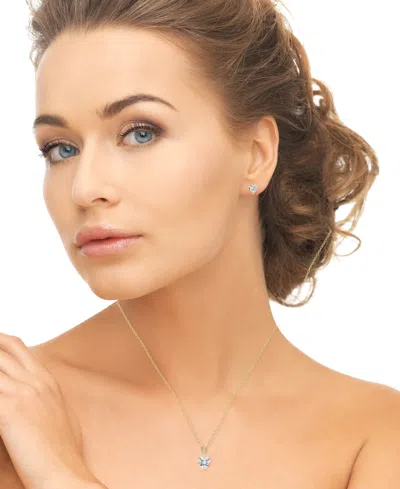 Macy's 2-pc. Set Lab Grown White Sapphire Heart Pendant Necklace & Matching Stud Earrings (2-1/5 Ct. T.w.) 