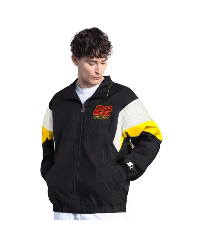 Starter Men's Black/yellow Joey Logano Pennzoil Yard Line Full-zip Jacket In Black