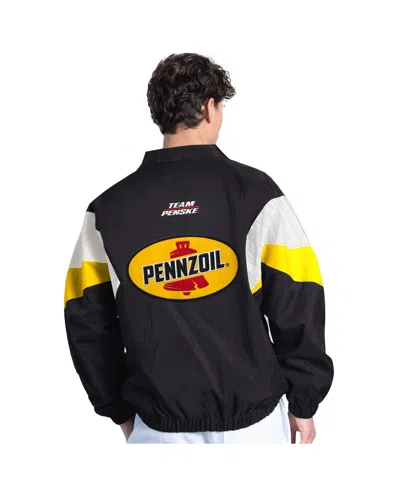 Starter Men's Black/yellow Joey Logano Pennzoil Yard Line Full-zip Jacket In Black