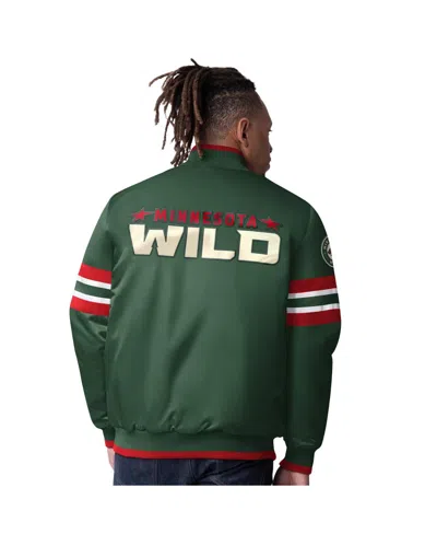 Starter Men's Green Minnesota Wild Scout I Full-snap Varsity Jacket In Green