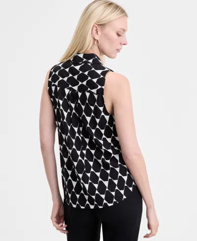 Inc International Concepts Women's Printed Sleeveless Shirt, Exclusively At Macy's In Black