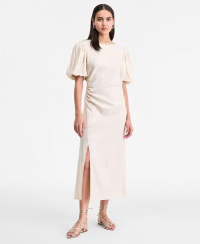 Inc International Concepts Women's Linen-blend Puff-sleeve Dress, Exclusively At Macy's