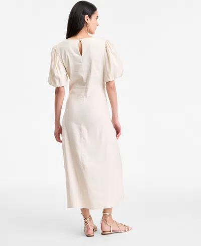 Inc International Concepts Women's Linen-blend Puff-sleeve Dress, Exclusively At Macy's