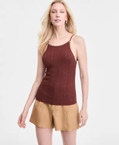 Inc International Concepts Women's Embellished Knit Camisole, Exclusively At Macy's In Brown