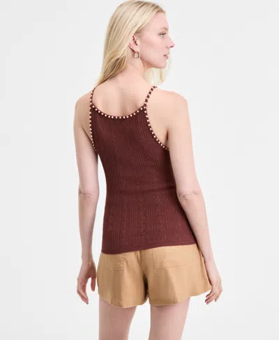 Inc International Concepts Women's Embellished Knit Camisole, Exclusively At Macy's In Brown
