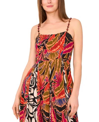Vince Camuto Mixed Print Inverse Pleat Maxi Dress In Multi
