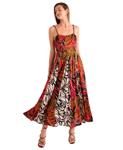 Vince Camuto Mixed Print Inverse Pleat Maxi Dress In Multi