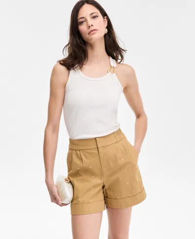 Inc International Concepts Women's Embellished Cuffed Shorts, Exclusively At Macy's In Brown