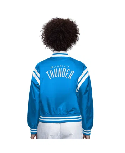 Starter Women's Blue/white Oklahoma City Thunder Full Count Satin Full-snap Varsity Jacket