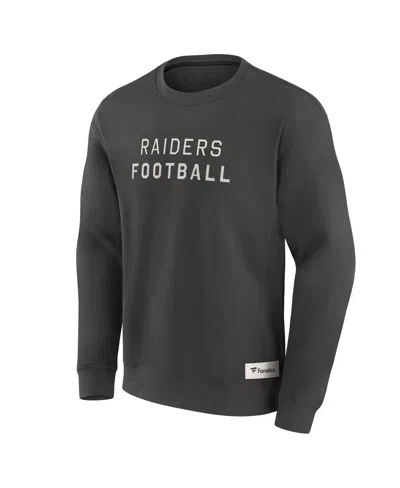 Fanatics Men's Charcoal Las Vegas Raiders Elements Future Ground Lettering Pullover Sweatshirt In Gray