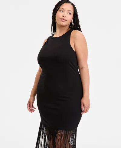 Bar Iii Plus Size Fringe Halter Dress, Exclusively At Macy's