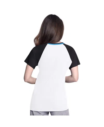 G-iii 4her By Carl Banks Women's White/navy New York Yankees Ball Park Raglan V-neck T-shirt In Blue
