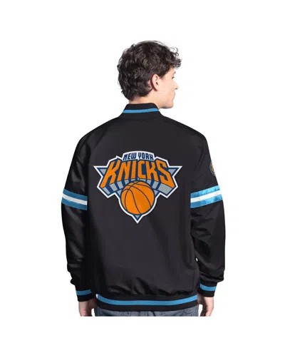 Starter Men's Black New York Knicks Scout Varsity Full-snap Jacket In Black