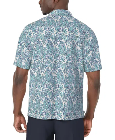 Pga Tour Men's Short Sleeve Seersucker Palm Print Golf Polo Shirt
