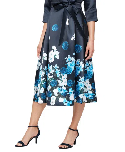 Alex Evenings Placement Print Faux Wrap Mikado Cocktail Dress In Green