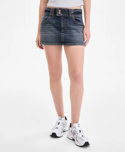 Celebrity Pink Juniors' Double-button Denim Mini Skirt