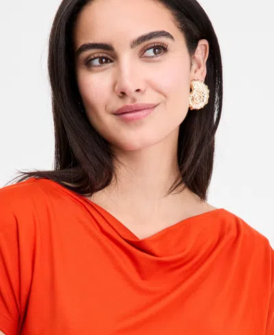 Inc International Concepts Women's Ruched Cowlneck Top, Exclusively At Macy's In Orange