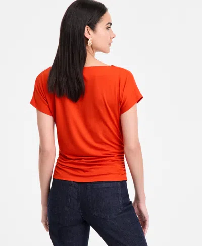 Inc International Concepts Women's Ruched Cowlneck Top, Exclusively At Macy's In Orange