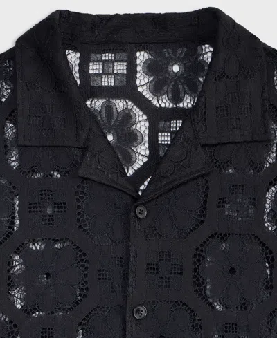 Mode Of One Men's Relaxed-fit Textured Geometric Lace Button-down Camp Shirt, Exclusively At Macy's