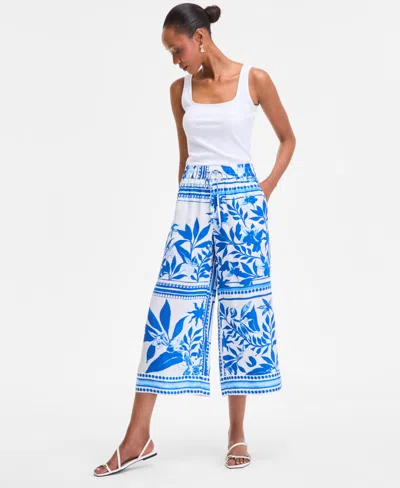 Inc International Concepts Women's Printed Wide-leg Cropped Pants, Exclusively At Macy's