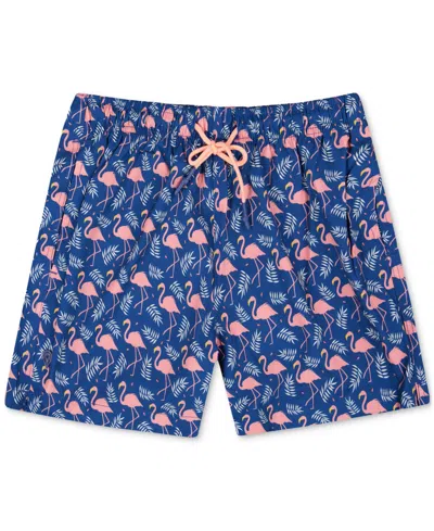 Sunset And Vines Men's Flamingo-pattern Woven Swim Trunks