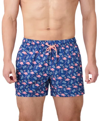 Sunset And Vines Men's Flamingo-pattern Woven Swim Trunks