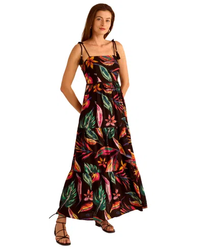 Vince Camuto Floral Tiered Maxi Dress In Brown