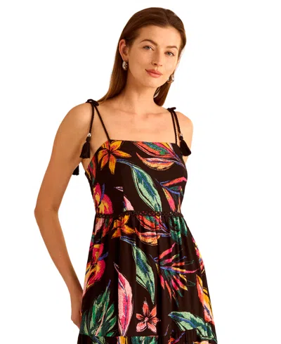 Vince Camuto Floral Tiered Maxi Dress In Brown