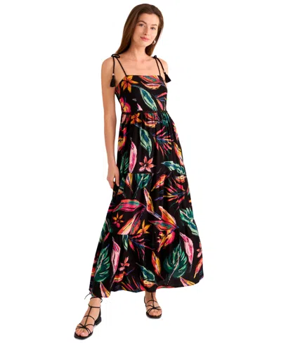 Vince Camuto Floral Tiered Maxi Dress In Brown