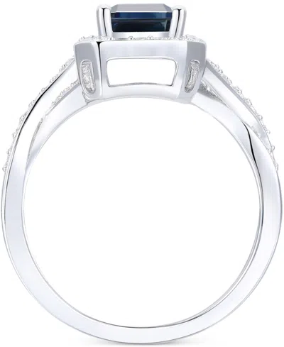 Macy's Sapphire (1-3/4 Ct. T.w.) & Diamond (3/8 Ct. T.w.) Halo Twist Ring In 14k White Gold