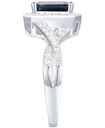 Macy's Sapphire (1-3/4 Ct. T.w.) & Diamond (3/8 Ct. T.w.) Halo Twist Ring In 14k White Gold