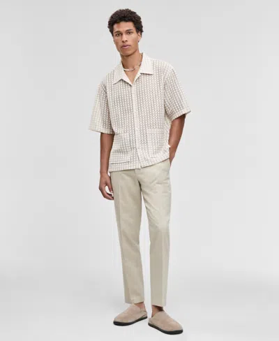 Mode Of One Men's Relaxed-fit Textured-knit Bubble Lace Button-down Camp Shirt, Exclusively At Macy's