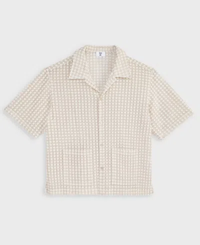 Mode Of One Men's Relaxed-fit Textured-knit Bubble Lace Button-down Camp Shirt, Exclusively At Macy's